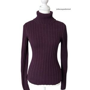 Y2K “Jacob Connexion” Purple Knit Long Sleeve Turtleneck Sweater